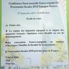 27/09/17-Conférence fiscale annuelle franco-espagnole COCEF-Morillon Avocats_2